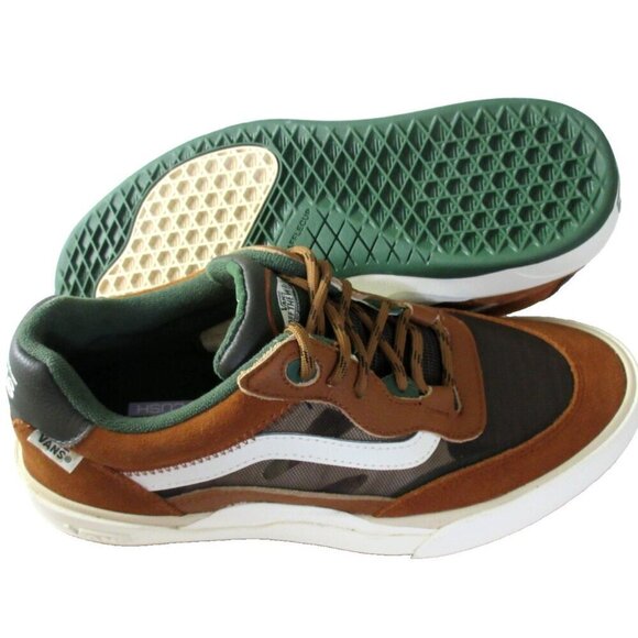 Vans Men\'s Wayvee Ginger Root Brown Green Suede Mesh Skate Shoes Sizes NIB